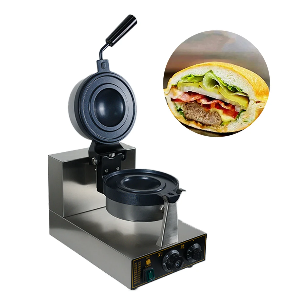 

Upgraded Commercial Electric Waffle Maker 1300W Burger Machine Panini Press Making Machine Burger Grill Kitchen Appliance