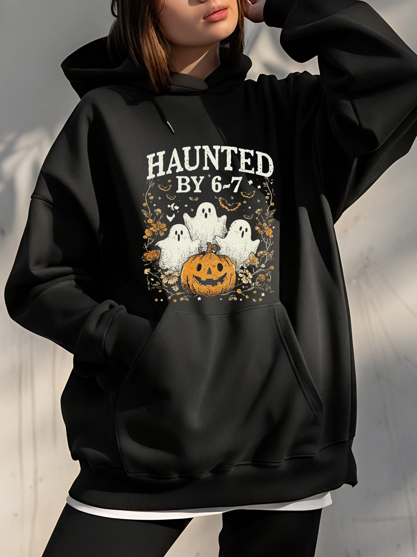 

Haunted Halloween Ghost Pumpkin Print Hoodie Women's Oversized Casual Sweatshirt for Autumn Winter Fashion