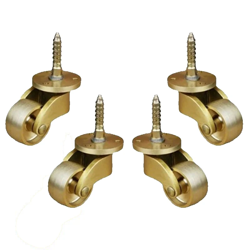 HOT 4PCS 1'' Brass Casters Universal Furniture Rollers Table Chair Sofa Couch Feet Wheels 360° Smoothly Moving Furniture Castors