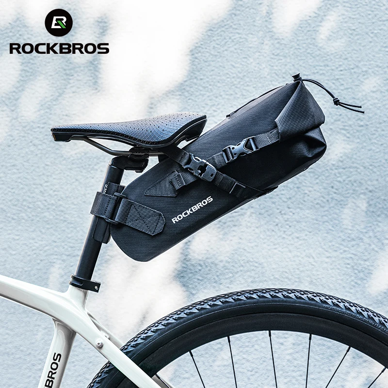 ROCKBROS Bicycle Saddle Bag Waterproof Expandable 3L Large Capacity Storage Bike Seat Rear Bag MTB Cycling Bag Bike Accessories