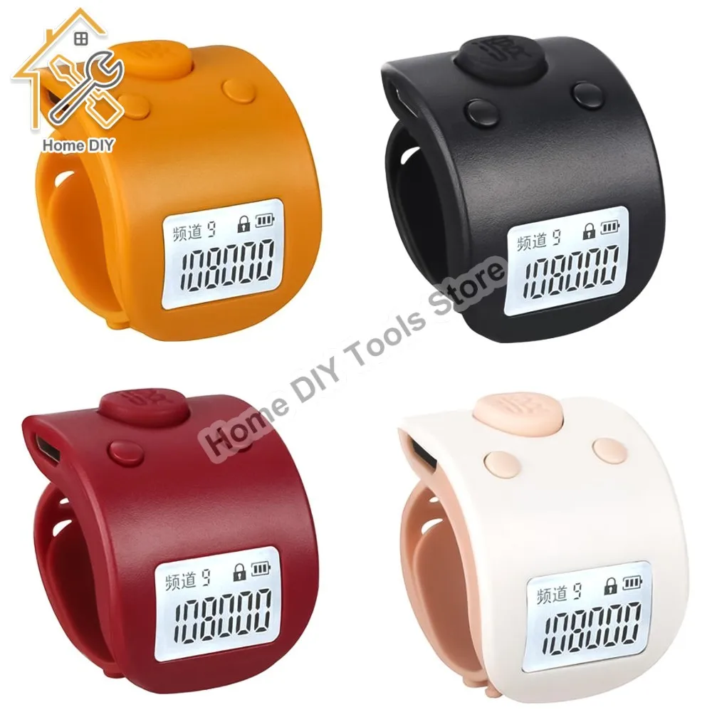 Rechargeable Digital Finger Ring LCD Electronic Hand Tally Counter 6 Channel Digit Buddha Beads Prayer Counter Clicker