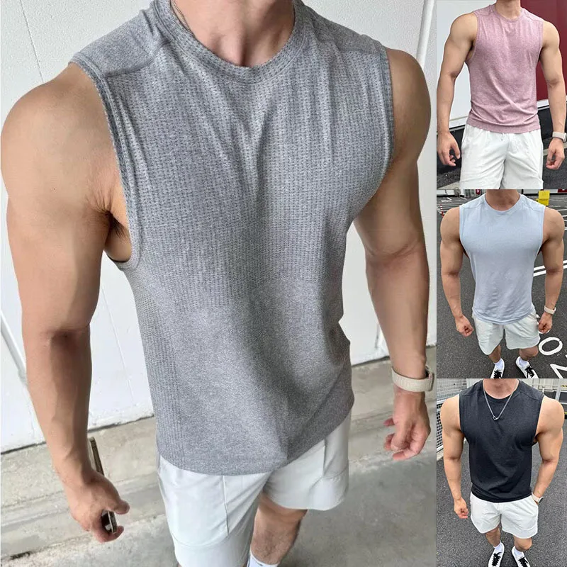 Summer Textured Ice Silk Loose Sleeveless Tank Top Men's Hong Kong Style Casual Base Layer Top