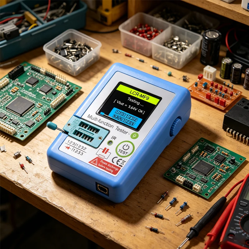 MF9 Transistor-Tester Dioden-Trioden-Kapazitäts-Widerstands-Messgerät 1,8 Zoll LCR ESR Meter NPN PNP MOSFET Tester TFT Grafikdisplay