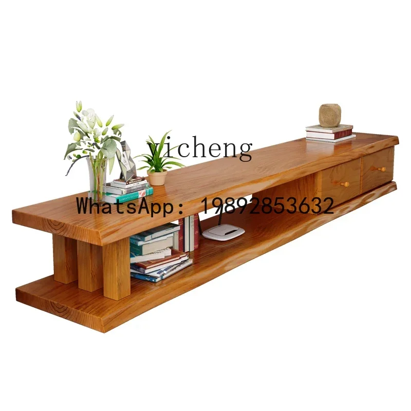 solid wood TV cabinet and combination pine whole board homestay simple small apartment narrow