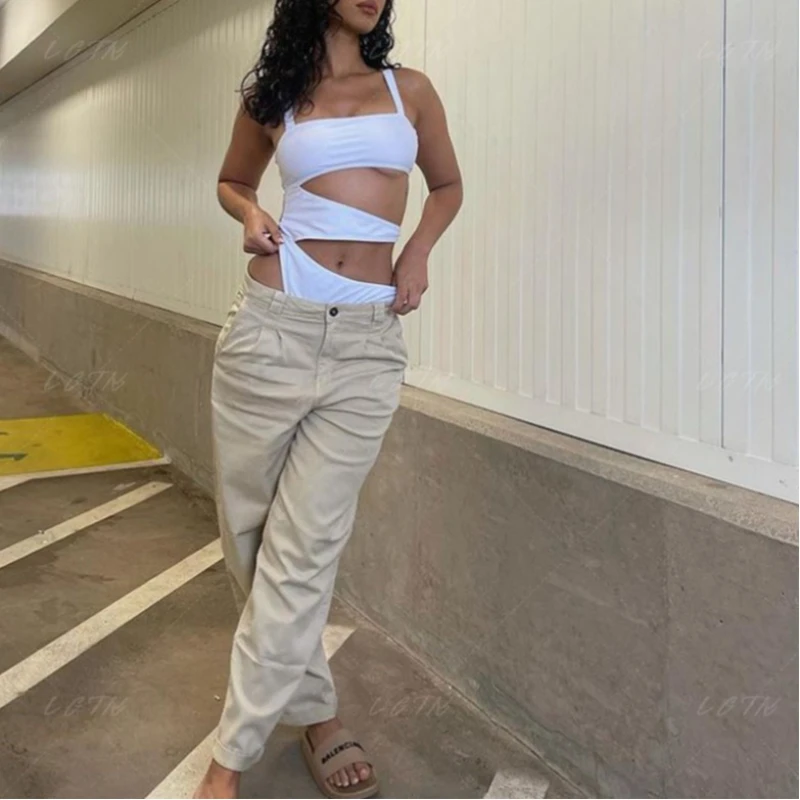 

Летний модный тренд 2026, новый сексуальный комбинезон без рукавов с открытыми пупками для похудения, комбинезон