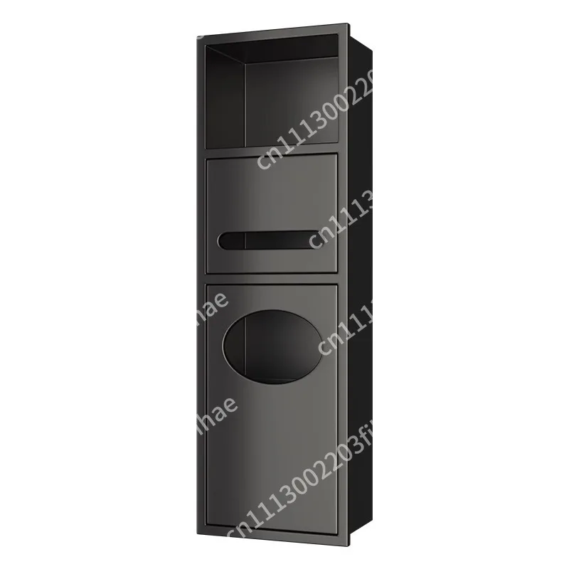 Toilet Niche Hidden Stainless Steel Trash Can Embedded Niche Tissue Box Bathroom Toilet Shelf