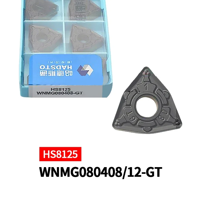 

10pcs HADSTO Original Carbide Inserts WNMG080404-GT WNMG080408-GT WNMG080412-GT HS8125 Turning Blades for Steel CNC Cutting Tool