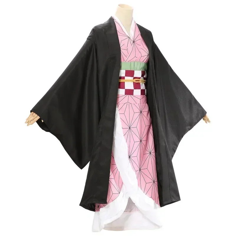 Kamado Nezuko Anime Cosplay Costume pour femmes et enfants, uniforme d'Halloween, perruque, Kimono