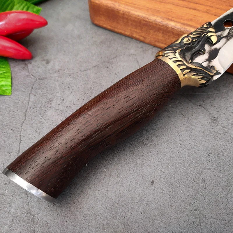 Forged Carbon Steel Boning Knife Butcher Cutter Kitchen Meat Cleaver Handmade Fishing Barbecue Knife with Gift Cover