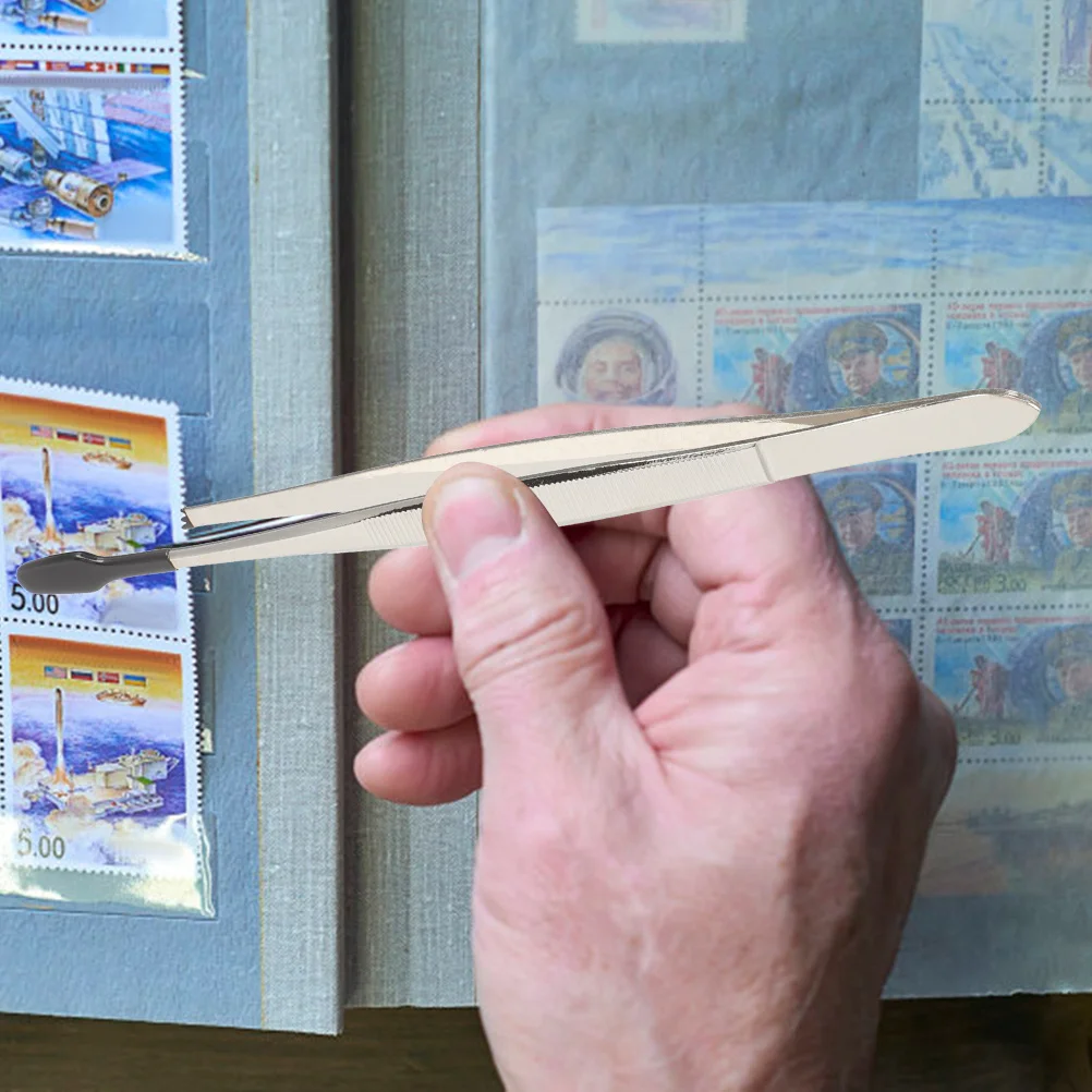 5 قطعة ملاقط ختم الفولاذ المقاوم للصدأ المعادن الحرفية أدوات المجوهرات لختم جمع كاذبة رمش قضيب شقة رئيس دائم