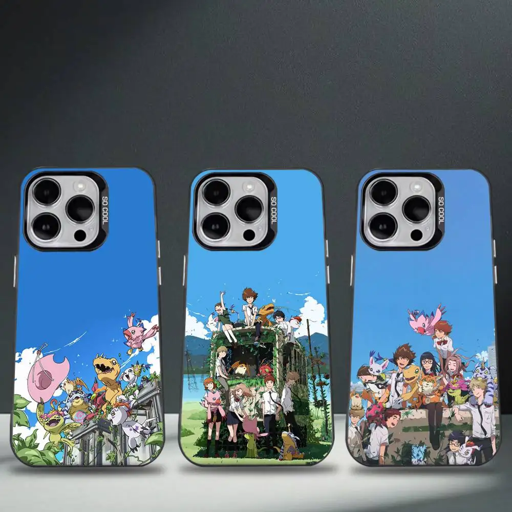 Cute Digimon Digital Monster Phone Case For iPhone 16,15,14,13,12,11,8,7,Pro,Max,Plus,Mini,XS,SE Anti Fall Black Matte Hard