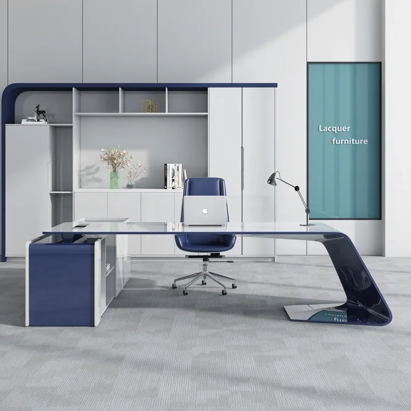 Boss table, paint, president table, simple personality, white atmosphere, large class desk, office boss desk