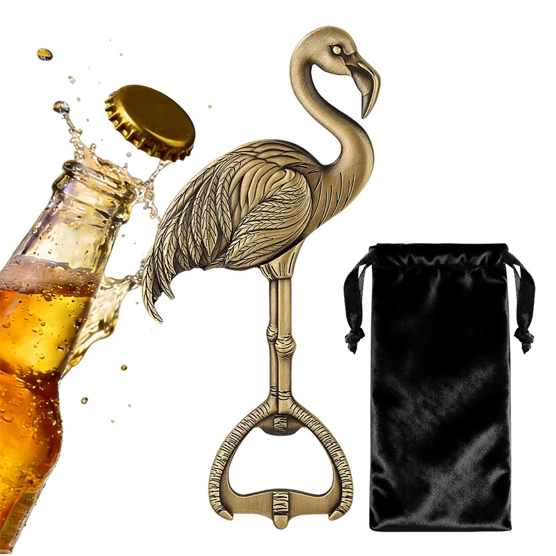 

Винтажная открывалка для бутылок в форме фламинго, металлическая открывалка для пива, забавный барный инструмент в форме животного, декоративная открывалка для вина для домашнего бара, свадьбы, вечеринки