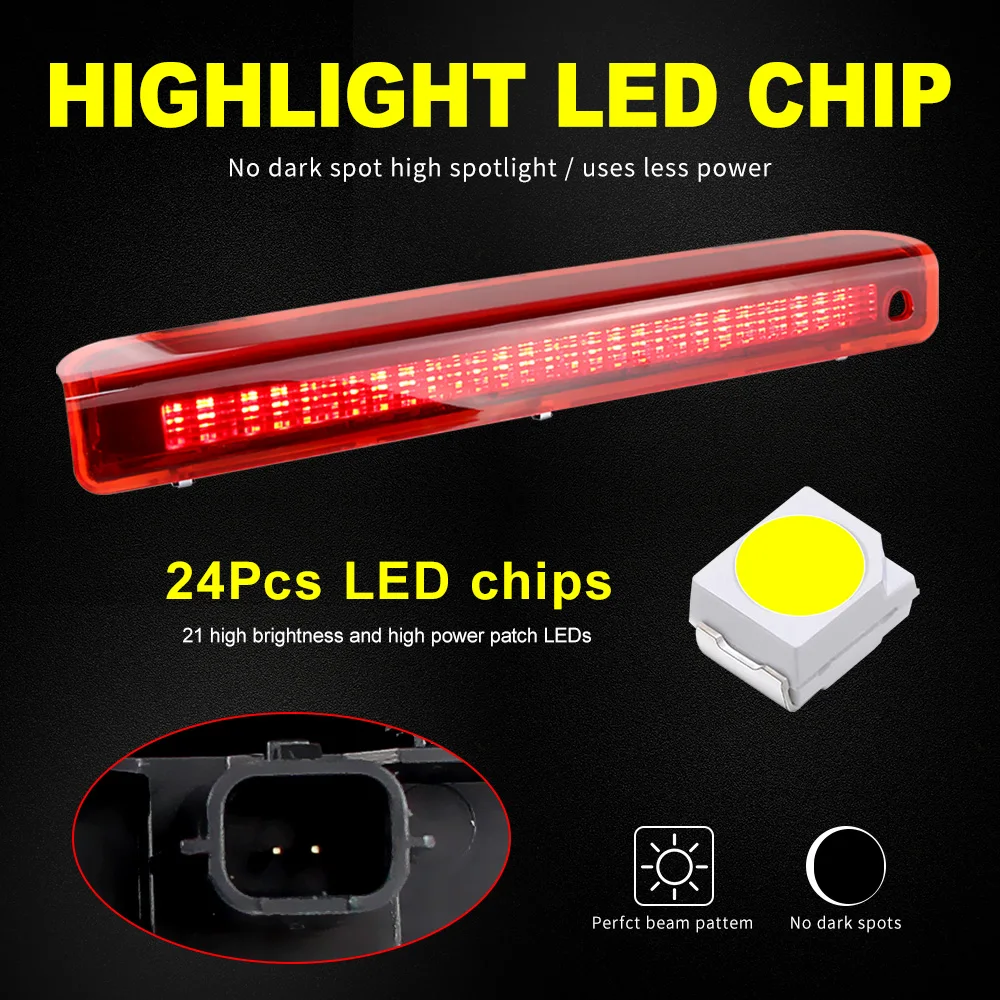 1PCS Third 3Rd Brake Light, LED Stop Lamp for Renault Megane Hatchback MK3 2008-2016 OEM: 265900006R Rear Tail Light, Red Shell