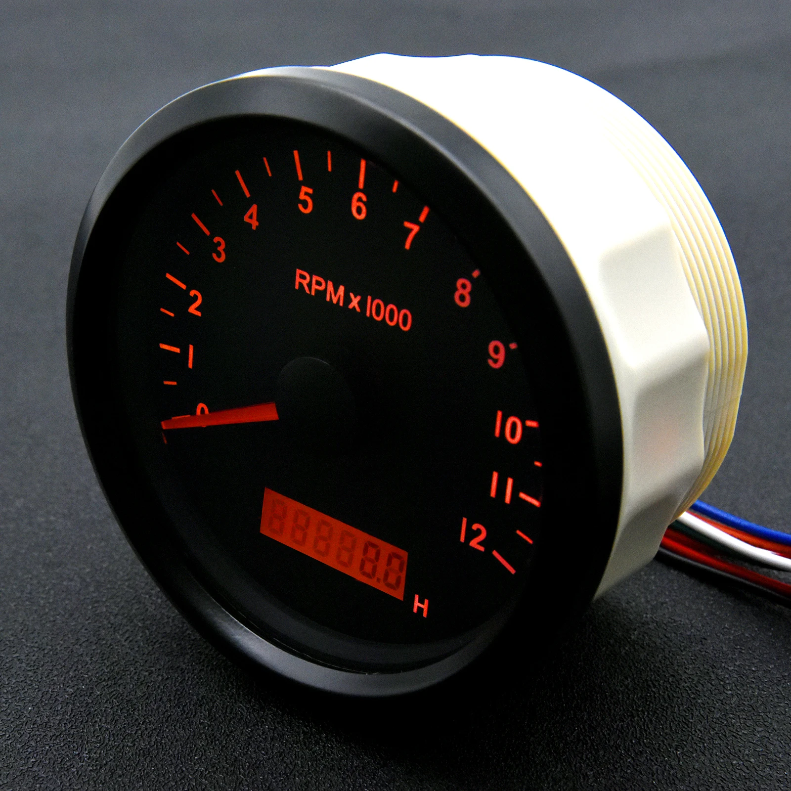 85mm Auto Marine Tachometer 12000RPM Gauge with Hourmeter Adjustable 12V/24V with Backlight For Car Boat