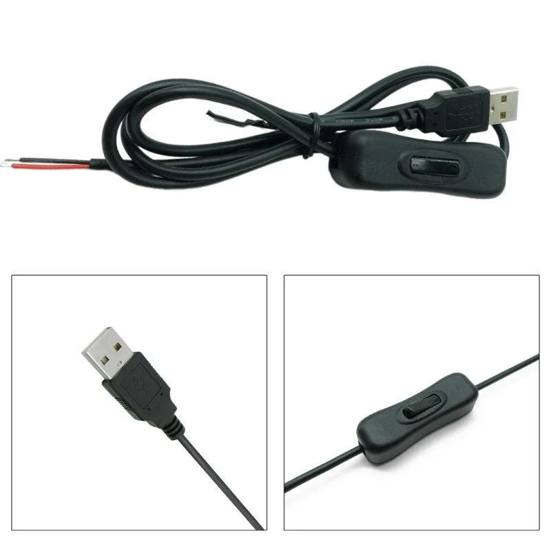 DIY 5V USB Jack 2Pin Power Charge Cable 1.5m Wire with Switch Replacement Charge Cable Cord with On Off Power Switch