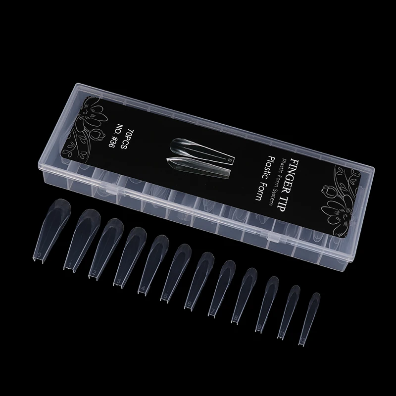 70 Uds uñas curvadas formas duales para extensión acrílico reutilizable molde de cobertura completa adecuado para Gel de uñas de polietileno