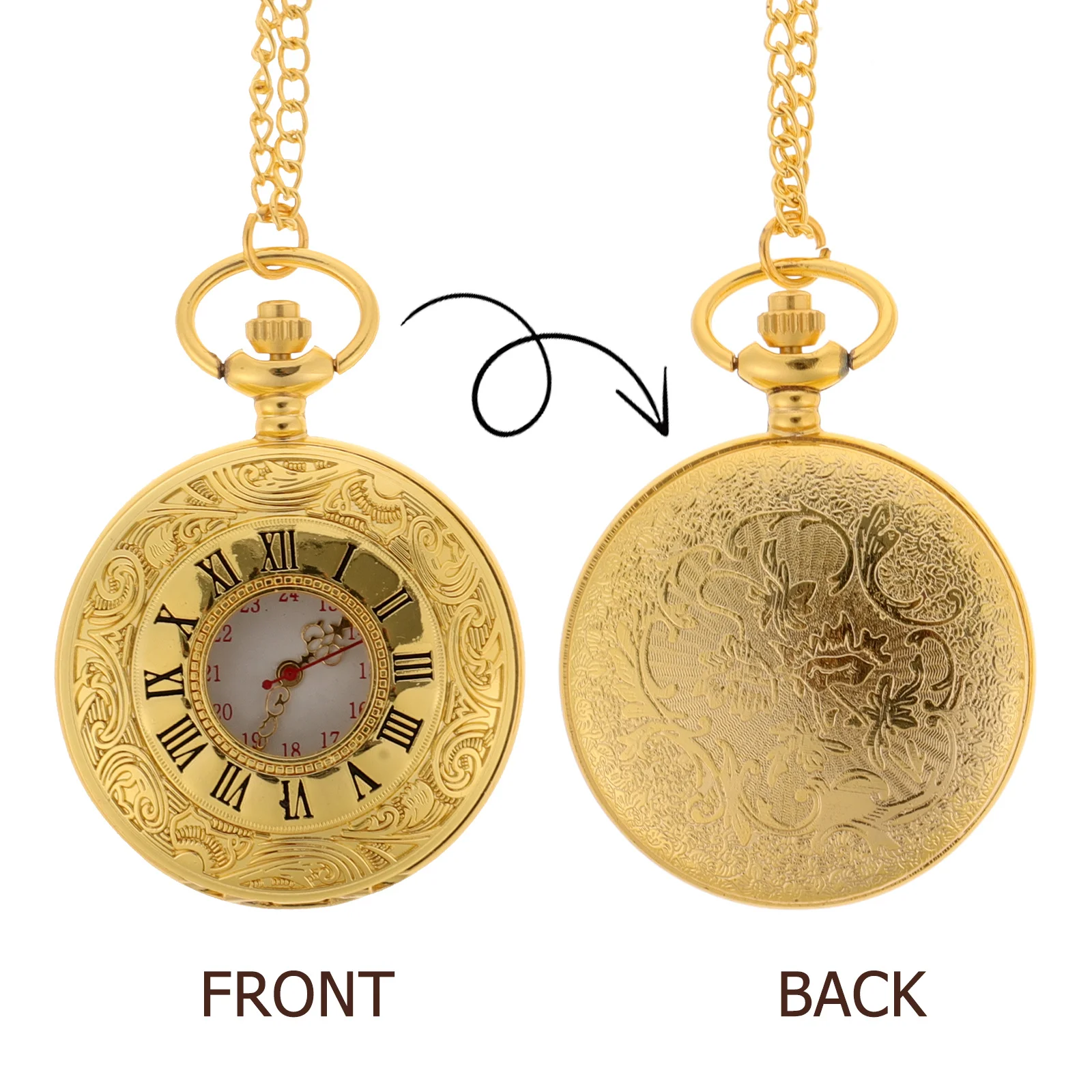

Roman Number Pocket Watch Embossed Small Watch Durable Material Lightweight for Men Women