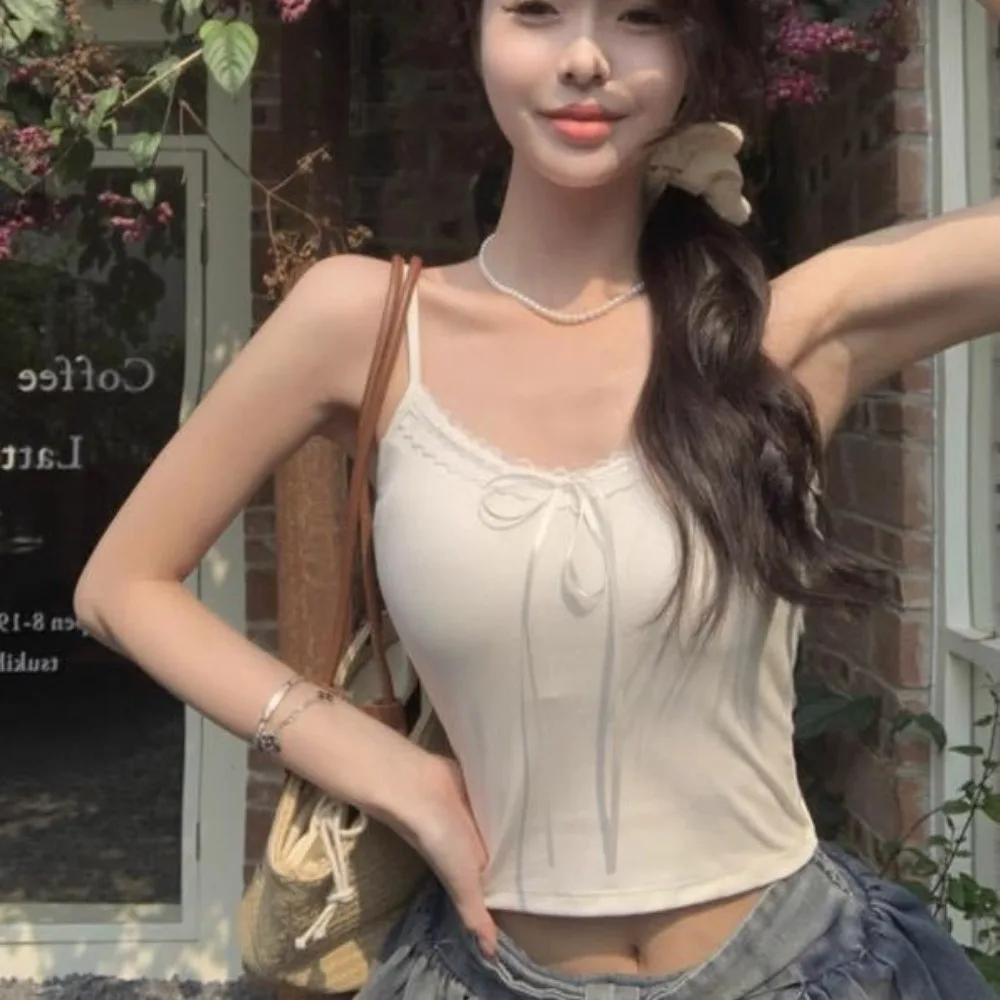 

New Spice Girl Sexy Bow Sling Summer with Chest Pads Beautiful Back Vest Casual Slim Sleeveless Top Outdoor