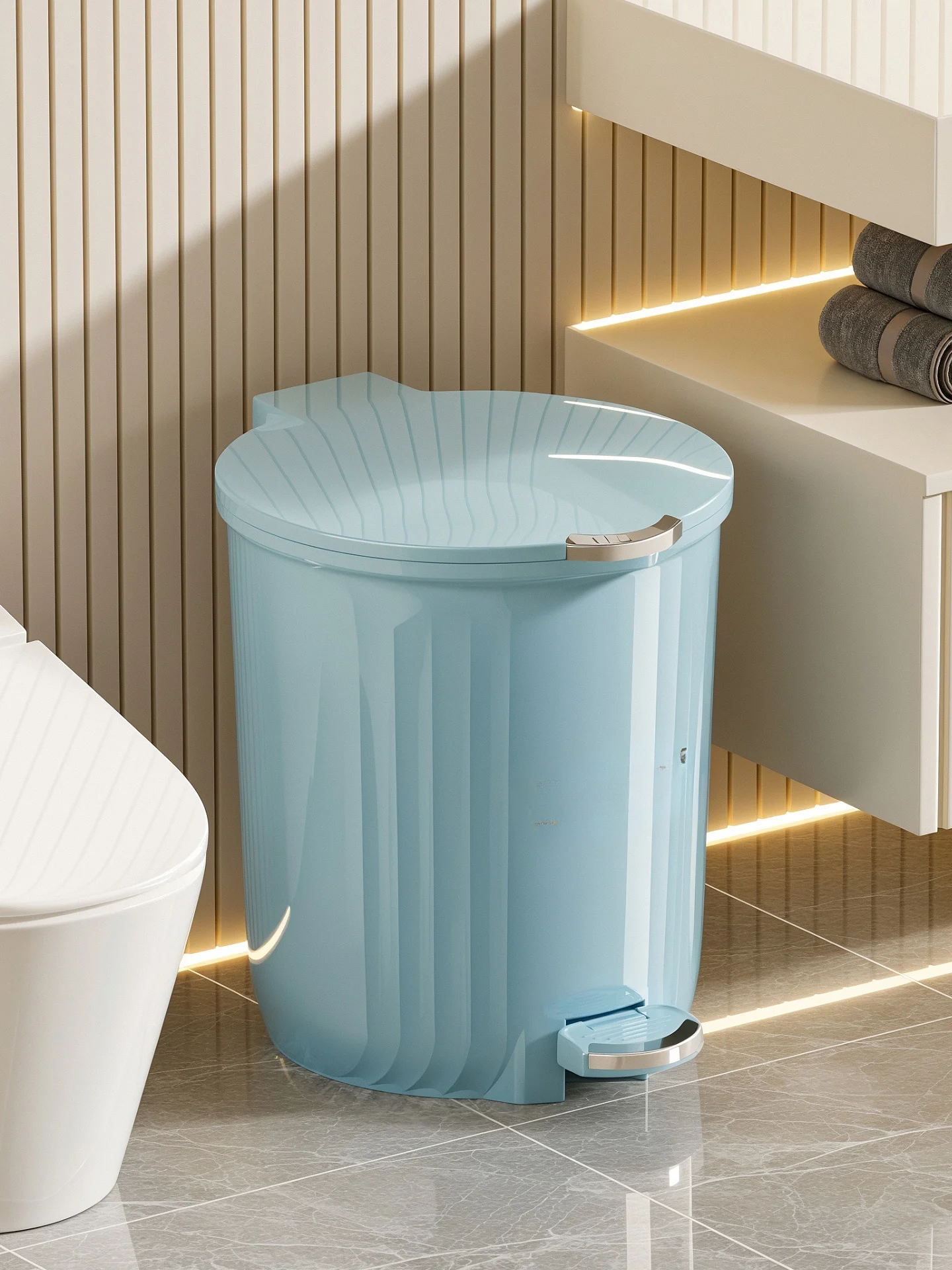 

Large Capaci Foot Pedal Tra Can with Lid for Home Use Luxury Design for Batoom Kitchen Living Room Bedroom round ape