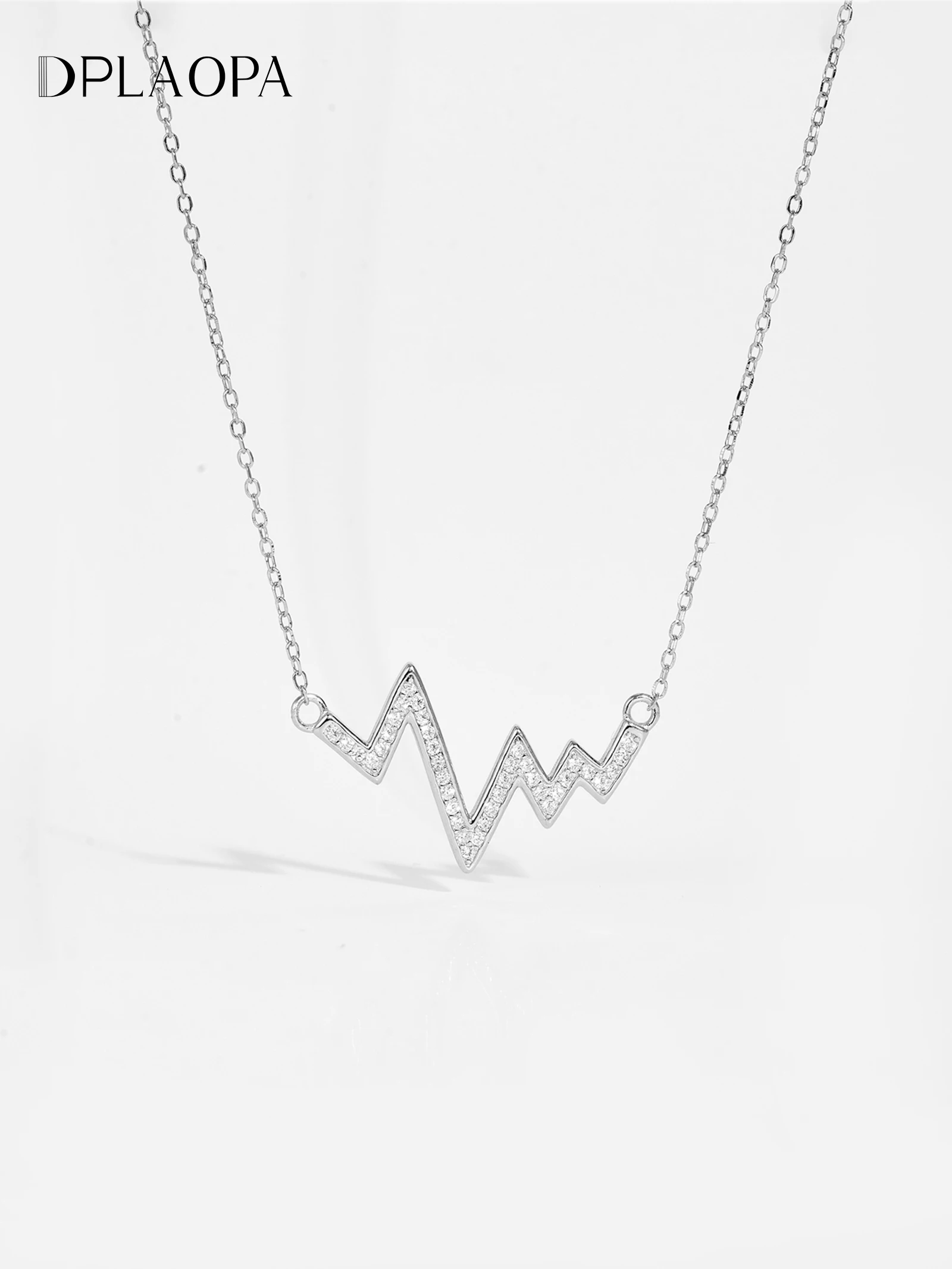 

DPLAOPA 925 Sterling Silver Heartbeat Shape Pendant CZ Zircon Long Necklace 2025 Women Luxury Birthday Fine Jewelry Gift