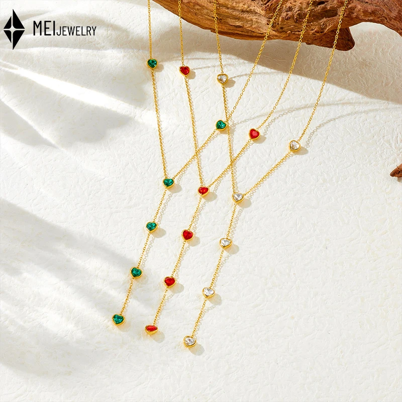 Модное ожерелье в форме сердца со стразами, Y-образная цепочка на ключицу из нержавеющей стали, женское ожерелье