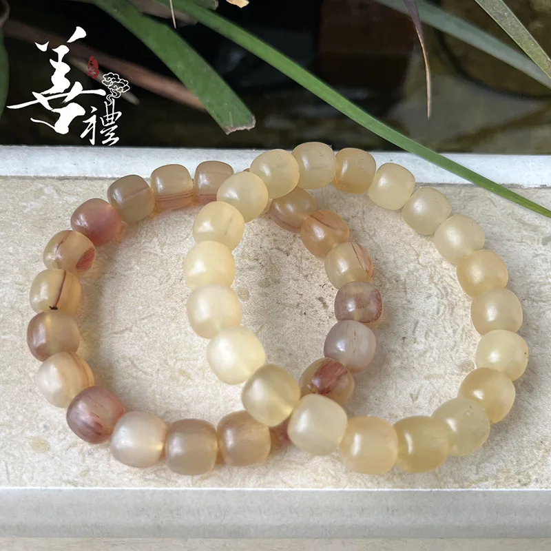 Tibetan-style natural bracelet with 108 blood-red horn , prayer beads for men and women