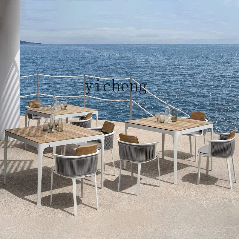 ZC Nordic outdoor table and chair combination courtyard terrace waterproof and sunscreen rattan furniture combination
