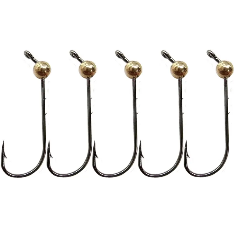 5pcs/lot Micro Jig Head Fishing Hooks 0.5g-4g Copper Head Mini Crank Jig Fishhook Soft Worm Lure Fishing Accessories