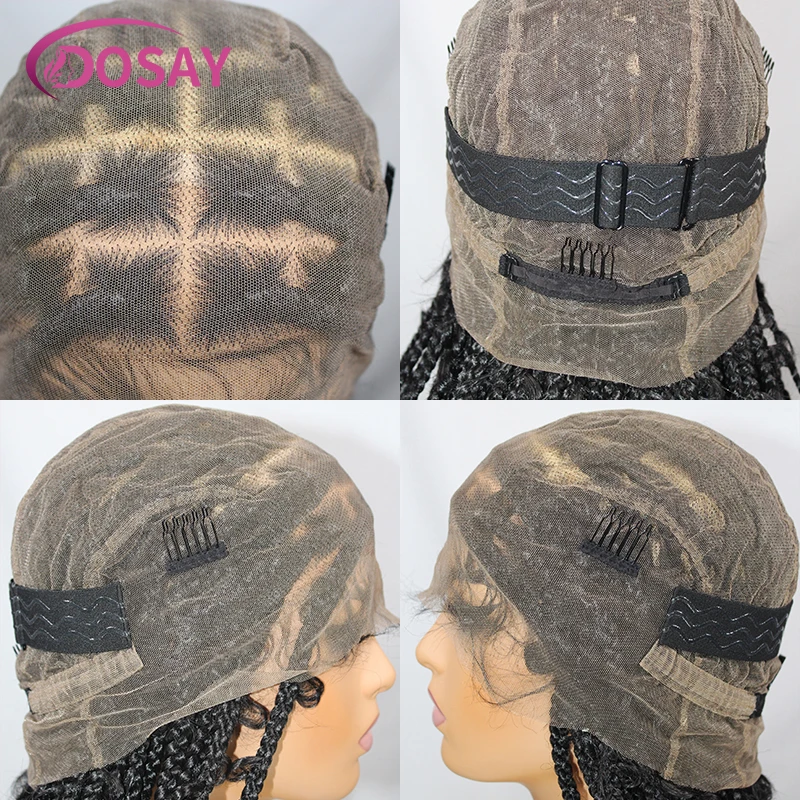 Trenzas de mariposa sintéticas, peluca trenzada de caja, mariposa trenzada de jungla, frente de encaje, pelucas trenzadas negras, encaje completo, para mujeres negras