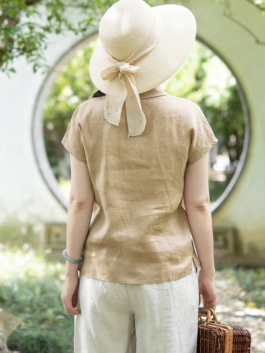 Kemeja Linen Wanita Gaya Jiang - Linen Shirt Breathable ulasan dan harga
