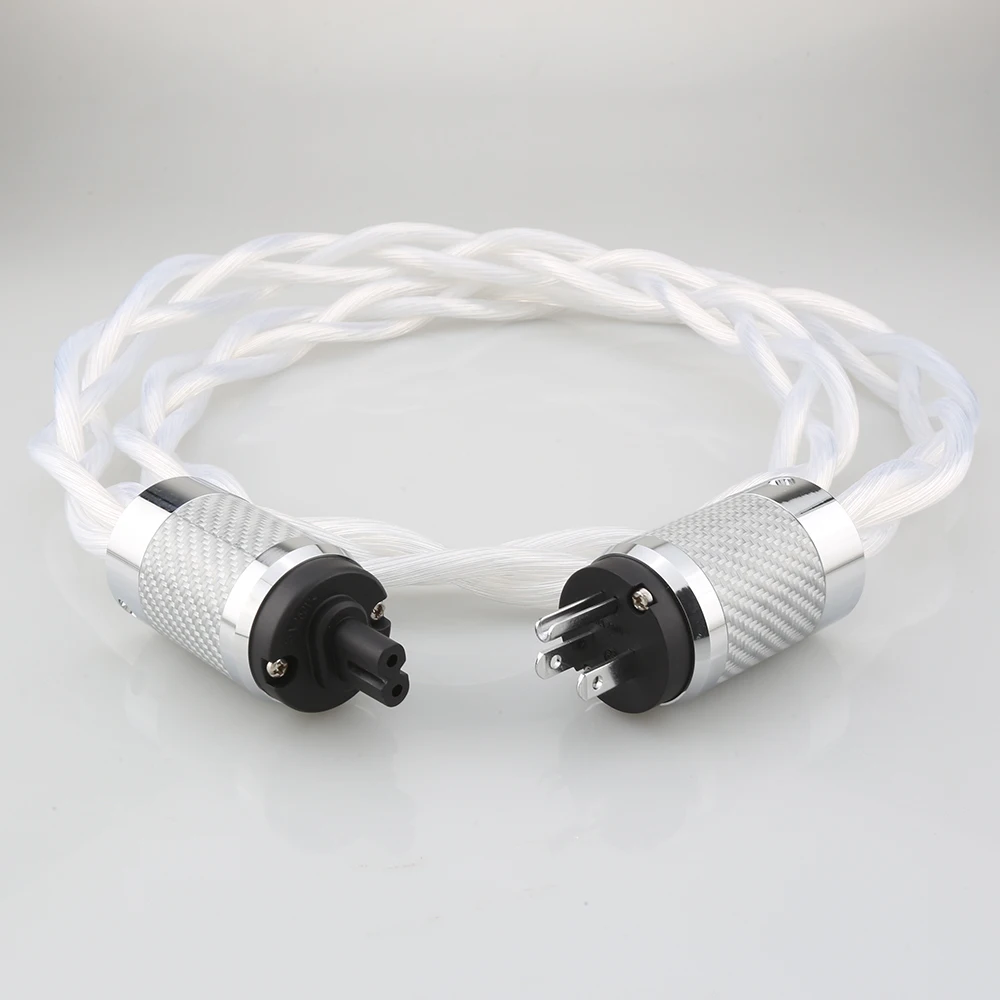 5N OCC US & EU AC Audiophiles Audio-Verstärker DAC Filter HIFI Silber Stromkabel aus Kohlefaser mit Figure 8 IEC C7 Buchsenstecker – Detail 5