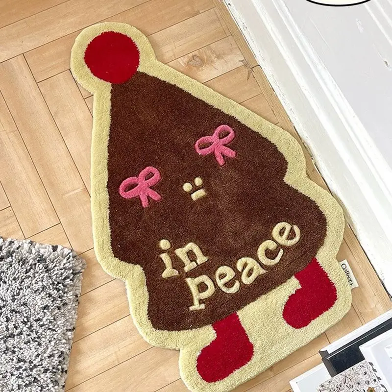 Cartoon imitation cashmere carpet Christmas soft non-slip bedroom bedside blanket home into the living room sofa coffee table