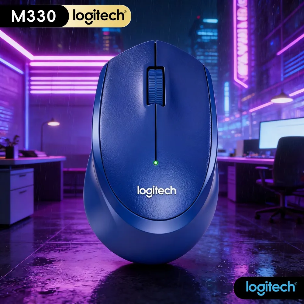 Logitech M330 Wireless Mouse Ergonomic Silent Click 2.4Ghz USB Receiver Long Battery Life For PC Mac Linux Home Office Study