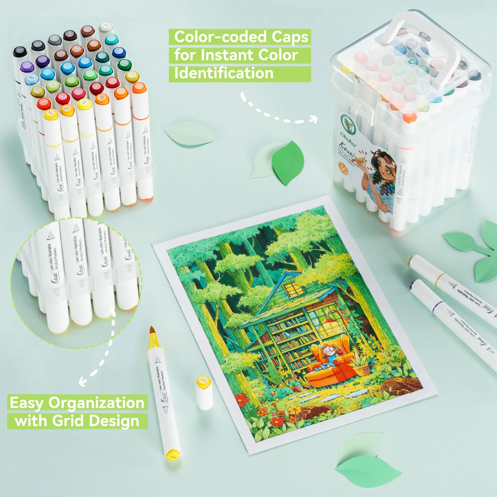 오후후 카와이 36색 마커 펜 세트 워셔블 알코올 아트 - Illustration Marker Set 리뷰 및 가격