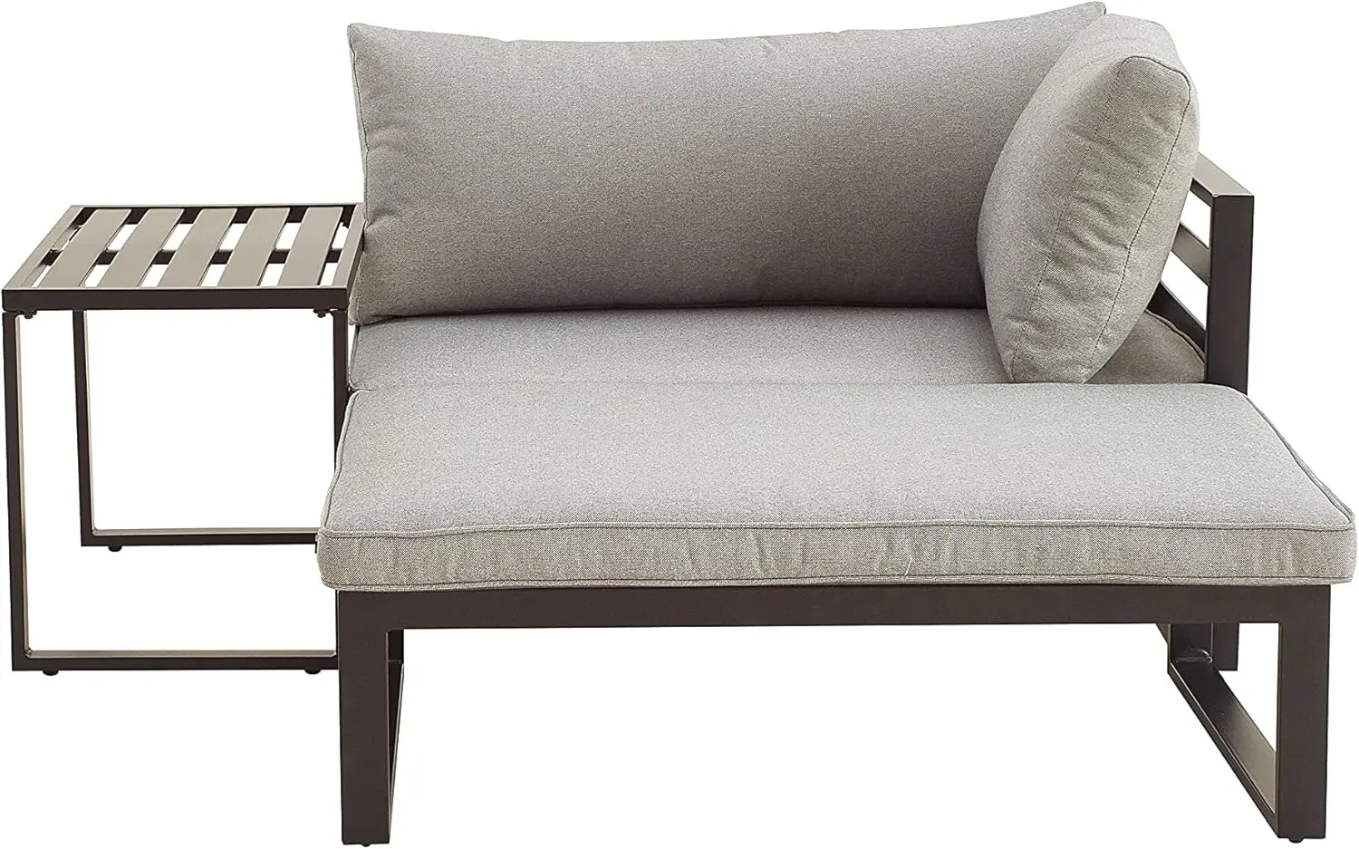 

HOME 3-Piece Patio Furniture Outdoor Conversation Set Sectional Corner Sofa Metal Steel Couch Armrest Chair Side Coffee Table