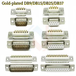2Pcs DB9 DB15 DB25 DB37 Hole/Pin Female/Male White Welded Type Connector RS232 Serial Port Socket DB D-SUB Adapter Gold Plating