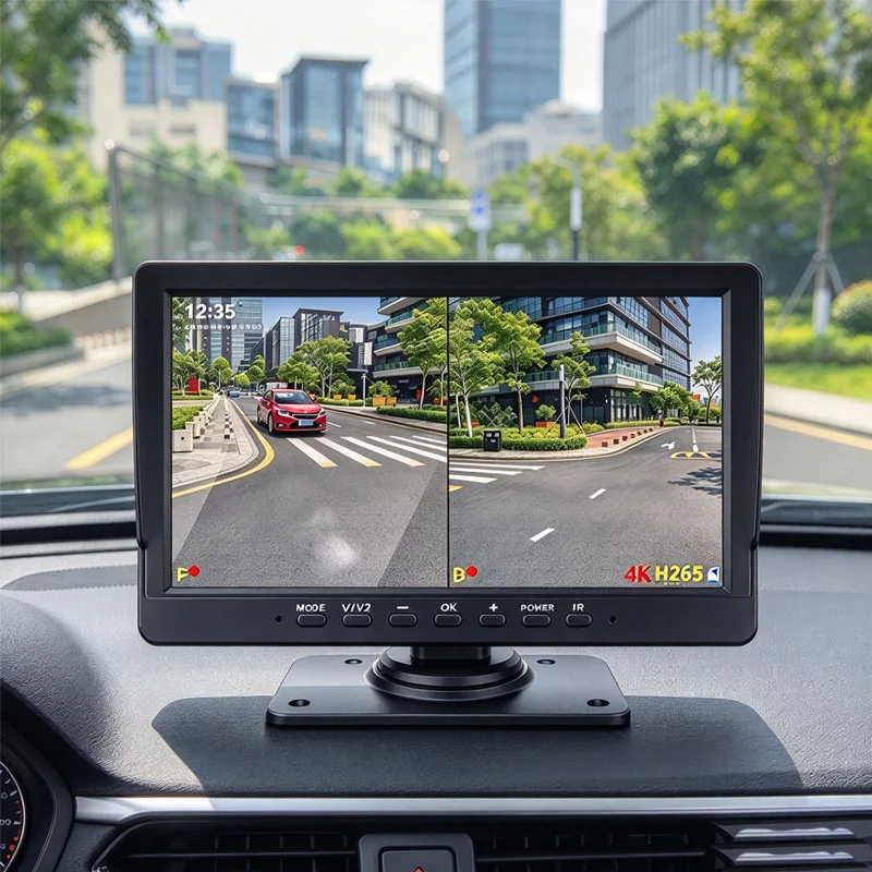 1080P  IPS  2 CH AHD Front Rear View Cam Backup Camera Recorder DVR 10.1 in Monitor Night Vision Screen ForTruck Bus Vehicle..
