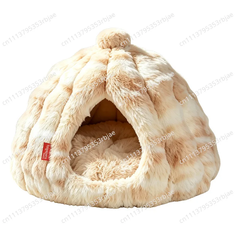 Cat litter winter warm pumpkin closed plush cat house deep sleep cat litter pad pet supplies kennel
