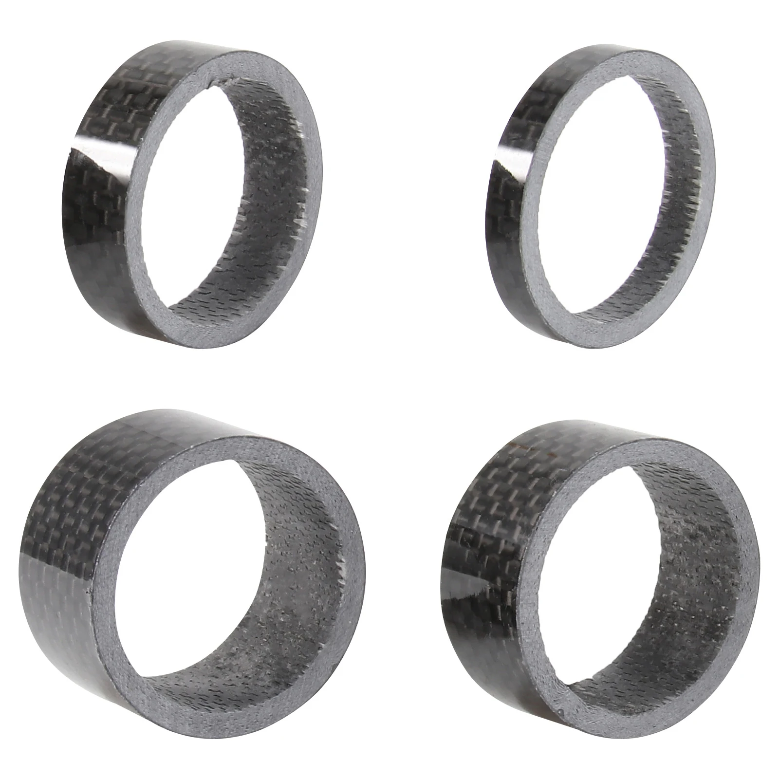 

4pcs Carbon Fiber Headset Spacers 28.6Mm 1 1/8 Inch Black 5Mm 10Mm 15Mm 20Mm For Bike Handlebar Height Adjustment Lightweight