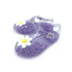 New Girls Summer Sandals Children Shoes Cubic Flower Figure Transparent Models Flat Sandals Outdoor Parent-child Kid Beach Shoes