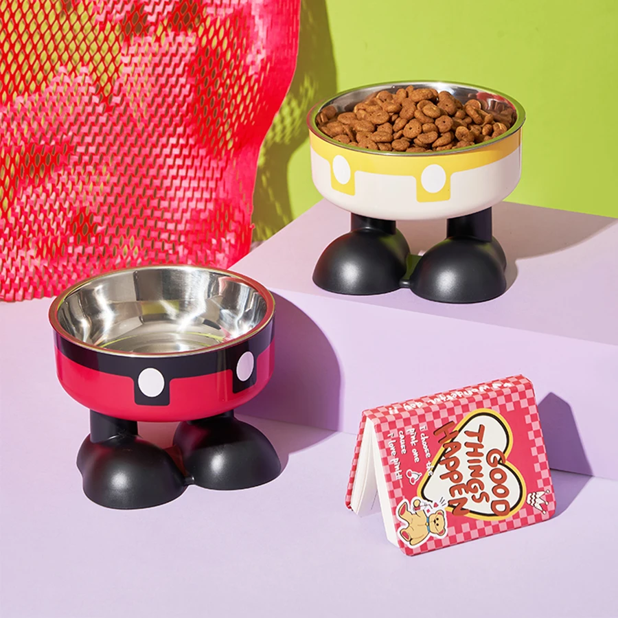 Pet stainless steel bowl anti slip large capacity dog bowl cat high footed bowl neck protection pet bowl anti knock cat bowl - view 2