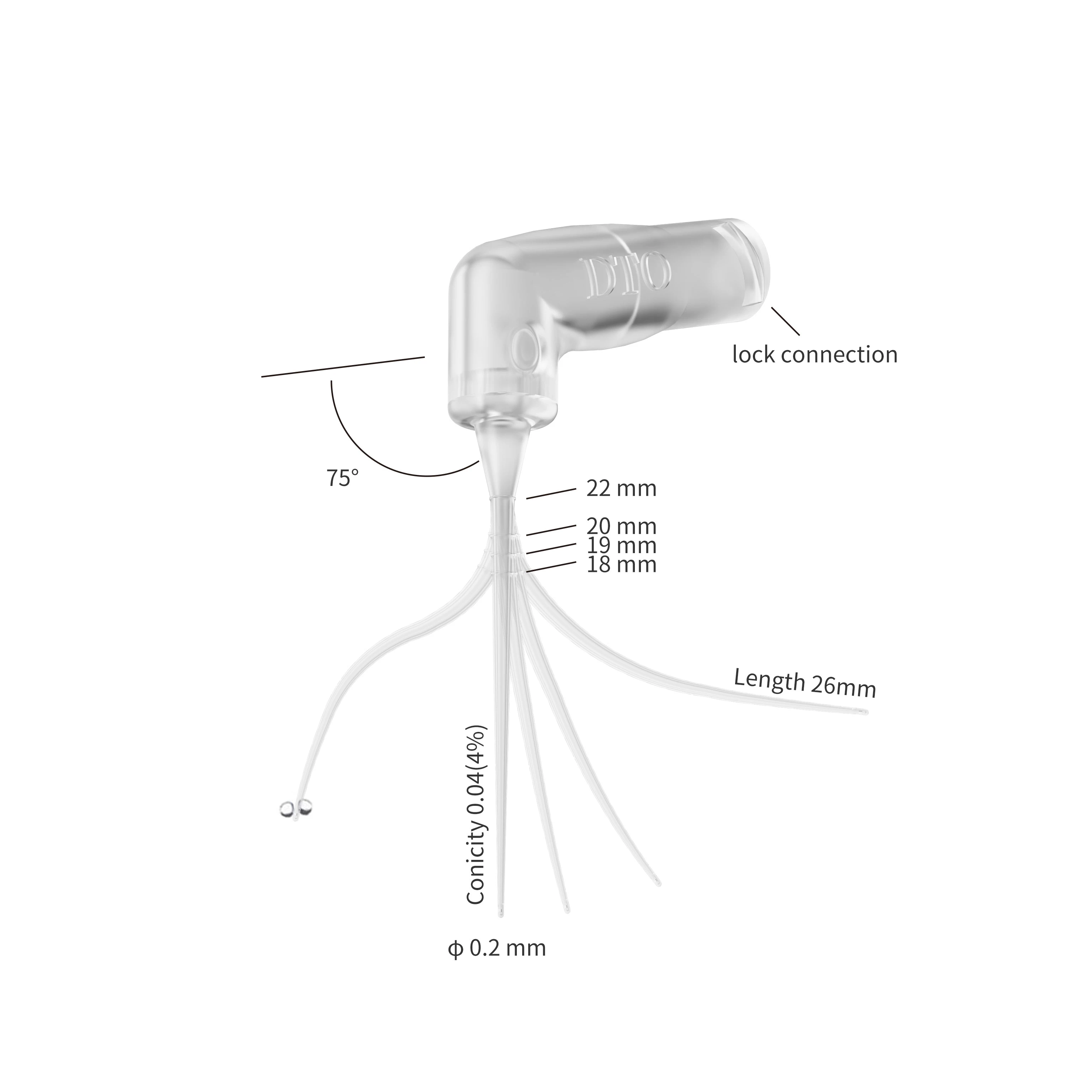 10-50pcs/set Dental  Flexible 75° Irri FlexLbility Root Canal Irrigation Needle Tips 2 hole 30GA Luer Lock Dentistry