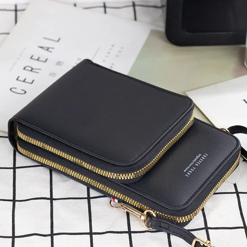 2024 Fashion Women Girls Bags Soft Leather Wallets Cell Phone Purse Crossbody Shoulder Strap Handbag for Lady New Style