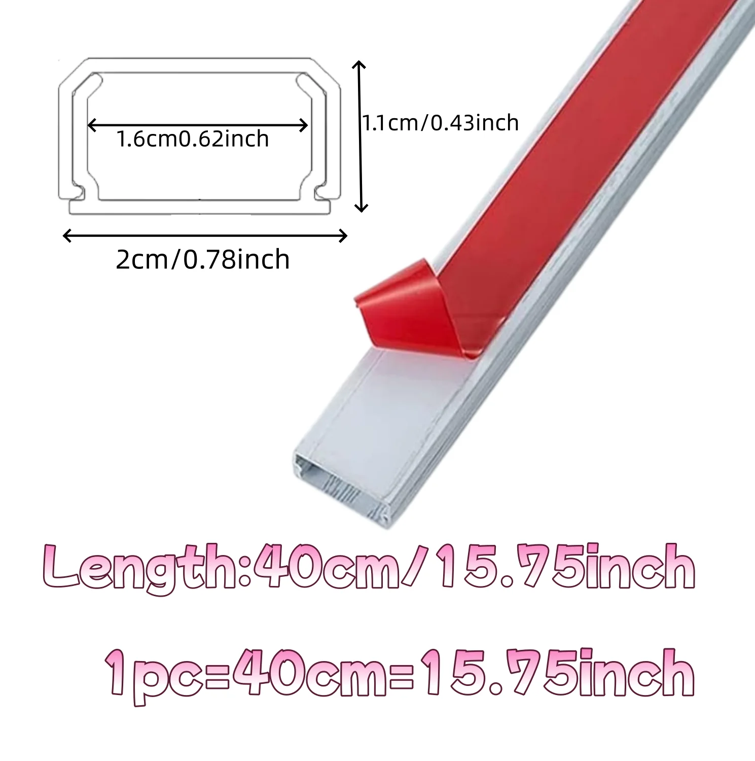 4/2/1pcs Self Adhesive Cable Raceway, PVC Hard Cable Trunking Cable Management Cables Raceway for Home and Office