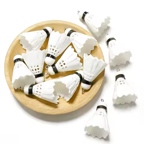 6pcs Simulated Badminton Sports Charms PVC Miniature Ball Funny Keychains Necklace Pendant For DIY Jewelry Make