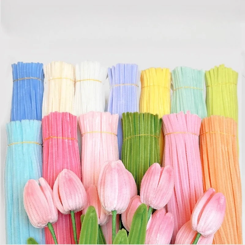 100Pcs 6mm 30cm Colorful Ultra Dense Twisting Rod Handmade Macaron Twisting Rod Bold Children's Handicraft DIY Craft Supplies