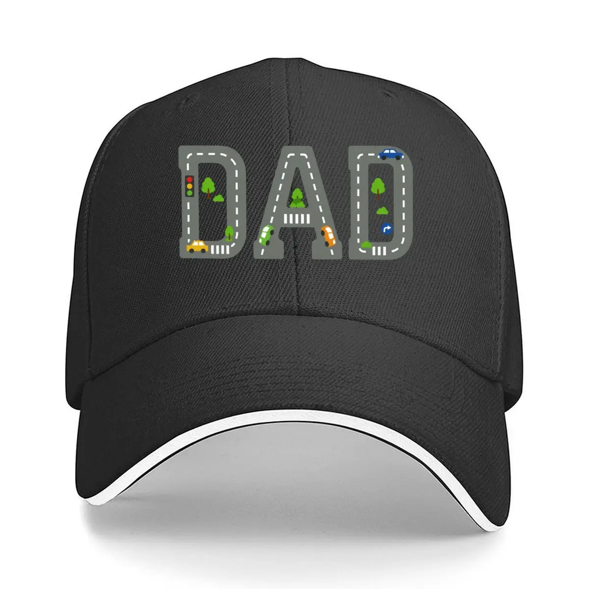 DAD Road Track Cars Traffic Light Tree Design Sandwich Baseball Cap Sun Cap Outdoor Workouts Hat