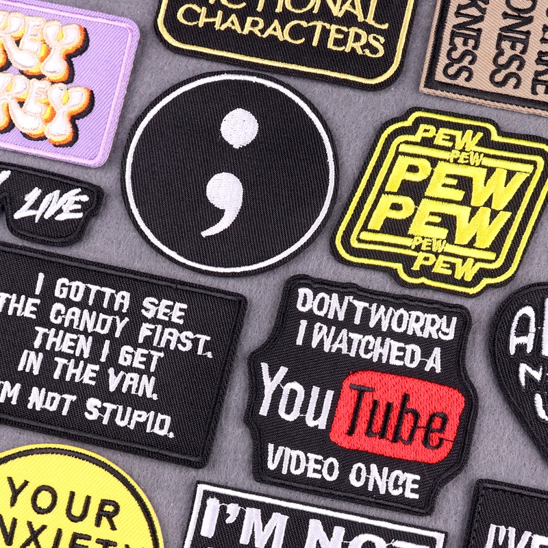 Punk Slogan Embroidery Patches For Clothing Letters Copywriting Iron On Patches For Clothes On Jeans Backpack Hat Decor Stickers