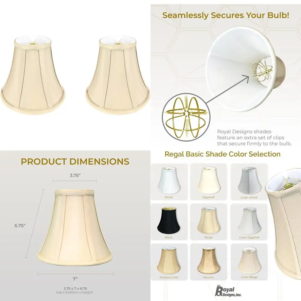 

True Bell Basic Lamp Shades, Round Clip, Beige, 2-Pack, 3.75 x 7 x 6.75 Inches, Set of Two for Home Lighting